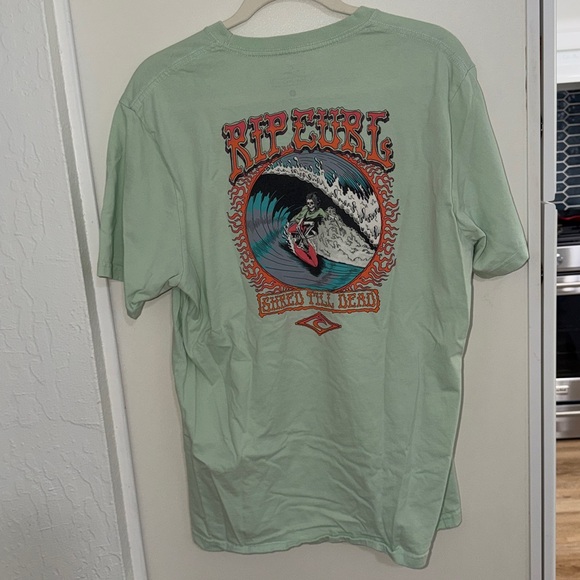 Rip Curl Mint Green Short Sleeve Tee with Chest Logo | XL - Picture 3 of 9